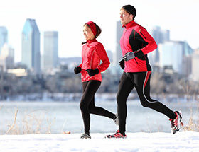 professional fit singles on a jog together